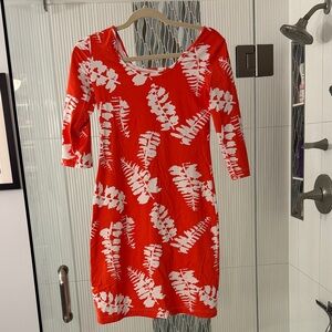 Vibrant Red and White Floral Mini Dress